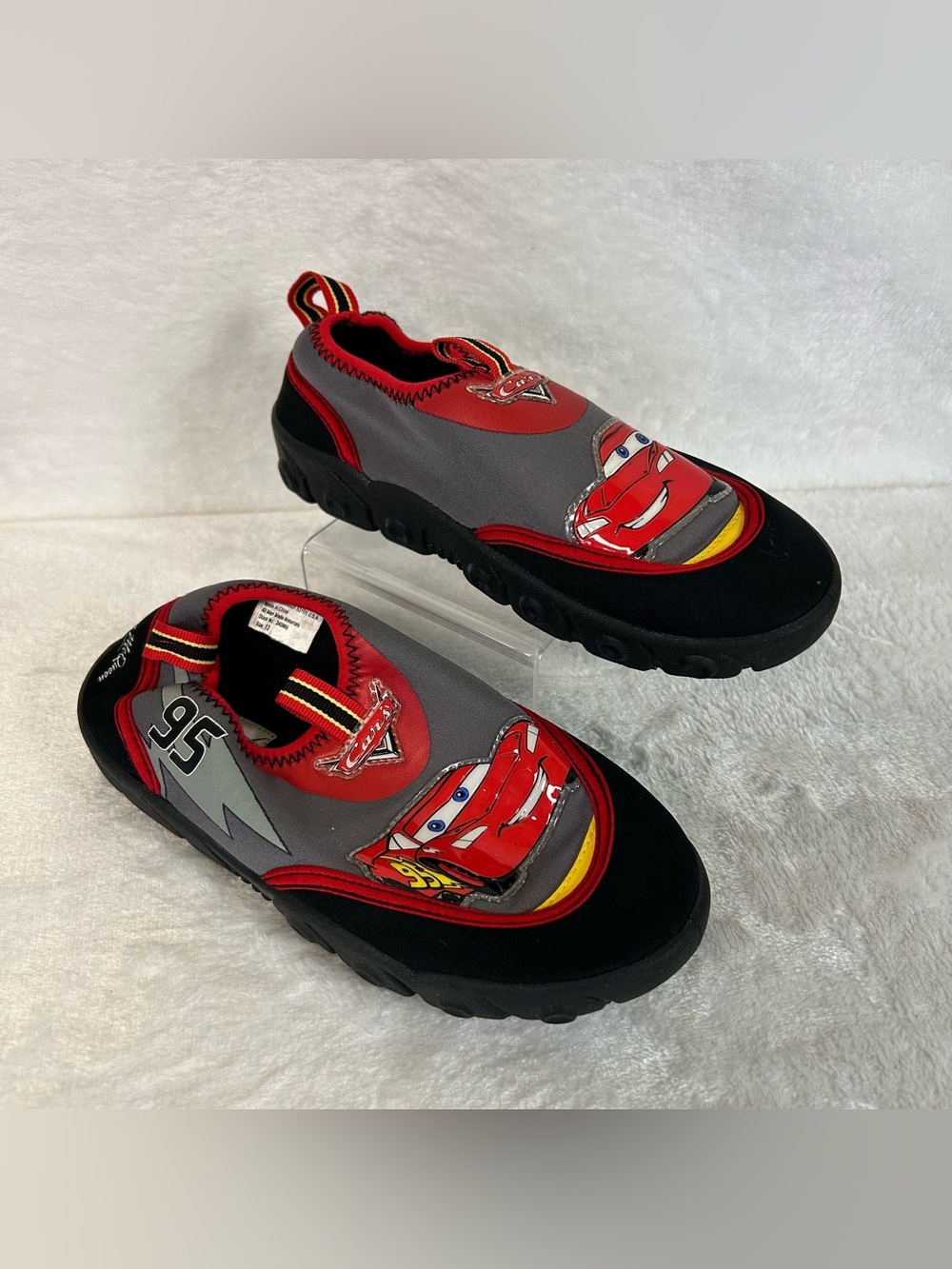 Disney Pixar Cars Kids Boys Water Shoes Size 13 Black Lightning McQueen Slip On